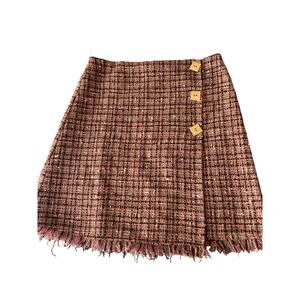187 Corey Lynn Calter Tweed Button Skirt Pink Multi Size 6